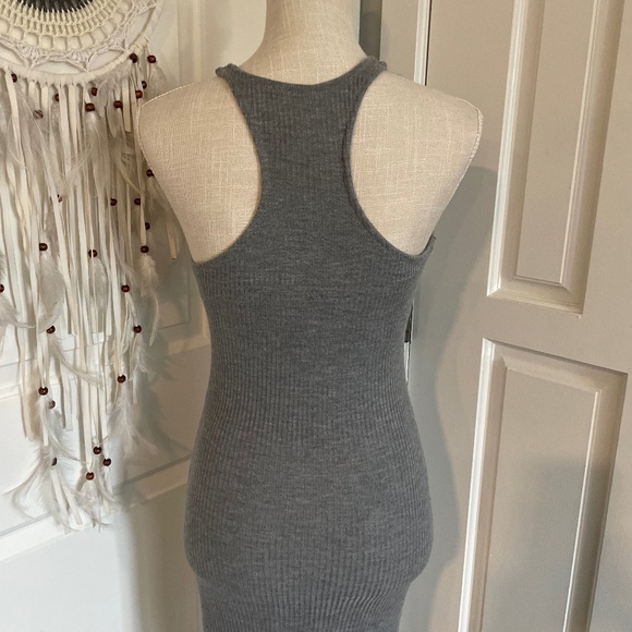 Poof! Y2K Grey Ribbed Knit Maxi Dress with Tank Top & Side Slit – Size S - Picture 7 of 12